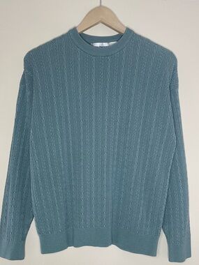 Vintage Barry Bricken Silk Cable Knit Sweater, Washed Green, Luxe, Grandpa Core
